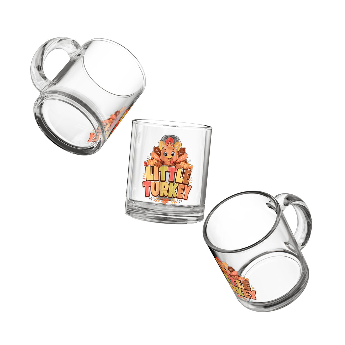 Little Turkey 10oz Glass Mug – Cute Thanksgiving Kids Coffee & Hot Cocoa Cup