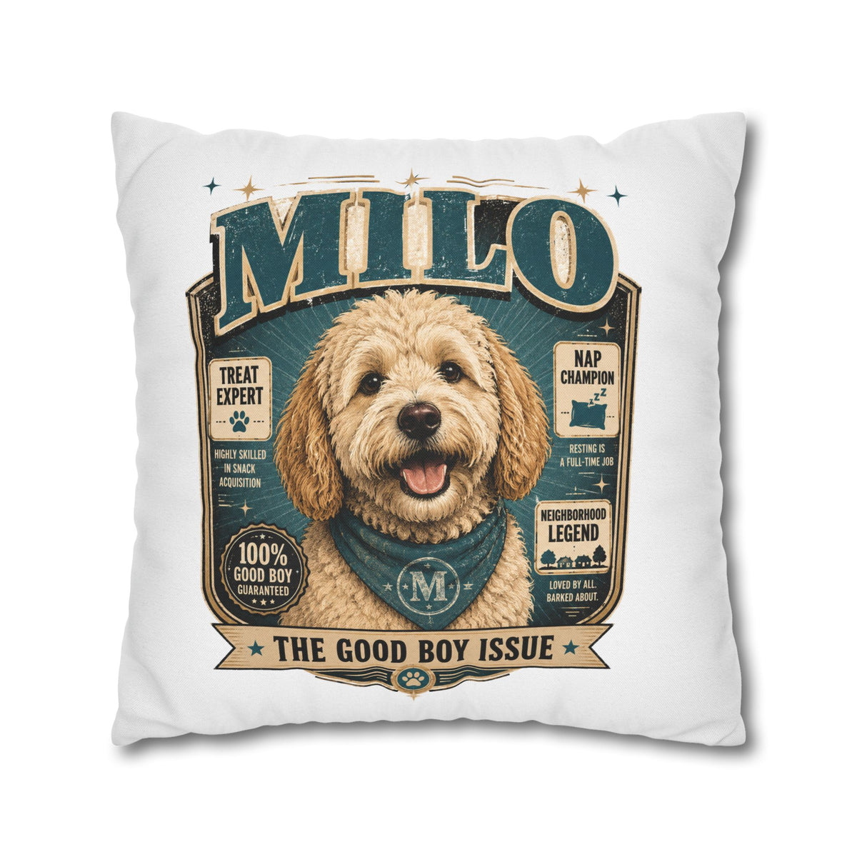 Milo 'The Good Boy Issue' Decorative Pillowcase Milo Bailey Dog Dad Mom