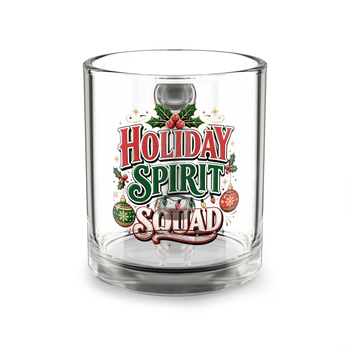 Christmas Glass Mug 10 oz Holiday Spirit Squad Glass Mug — 10oz Festive Christmas Coffee Cup