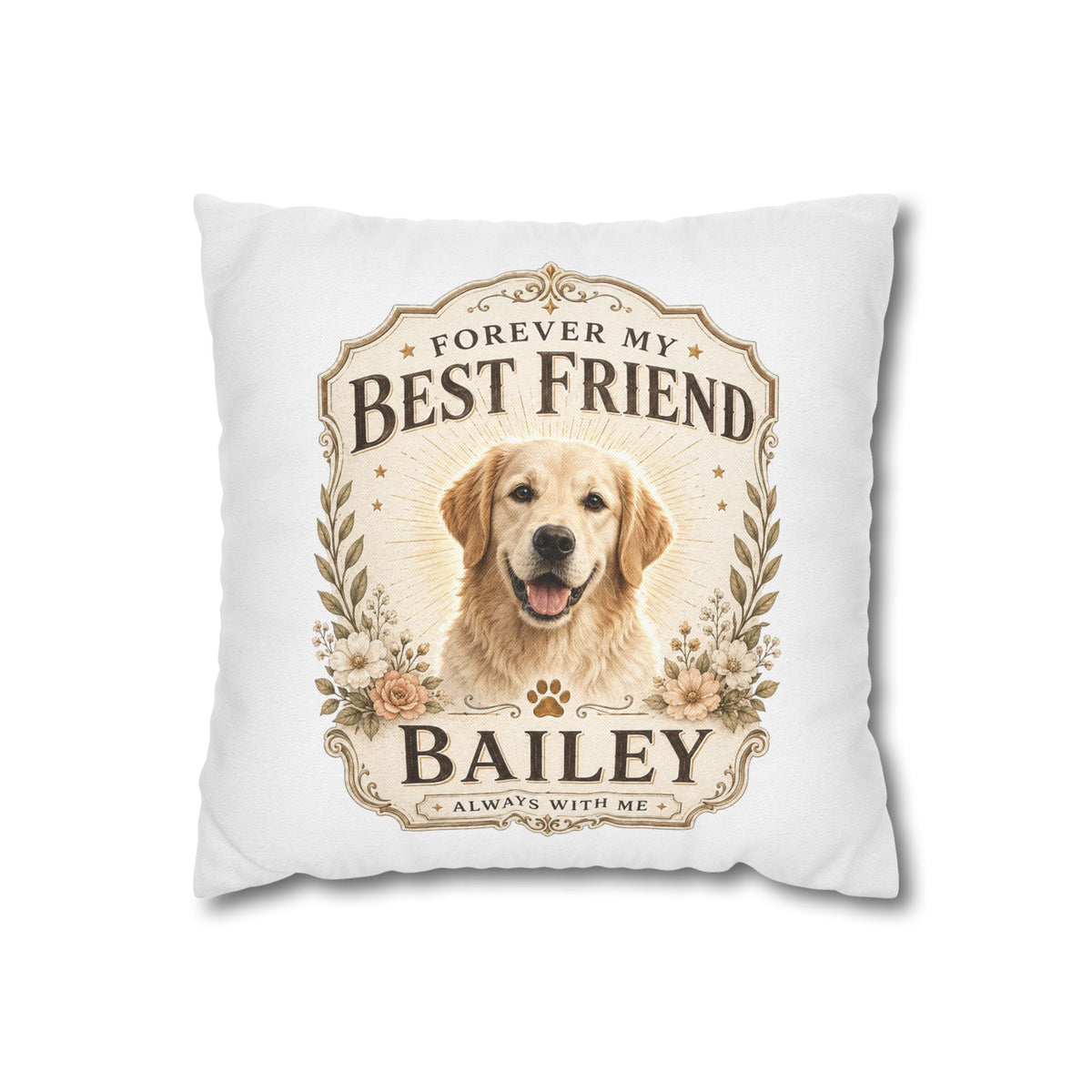 Personalized Dog Pillowcase  Milo Bailey Dog Dad Mom— "Forever My Best Friend" Custom Pet Name Cushion Cover