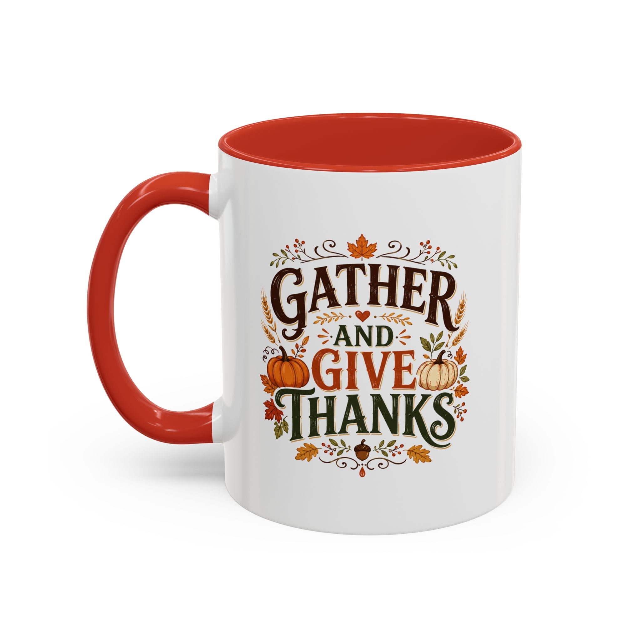 Thanksgiving Mug Gather and Give Thanks Coffee Mug — Thanksgiving Accent Mug