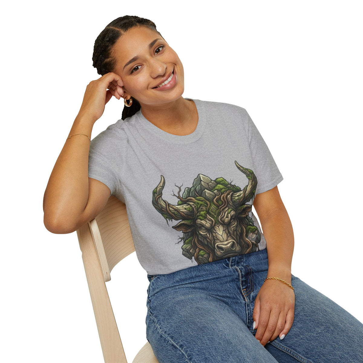 Forest Spirit Bull T-Shirt — Greenwood Celtic Nature Bull Design