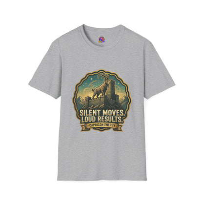 Silent Moves, Loud Results Goat Graphic Tee — Motivational Mountain Goat Shirt