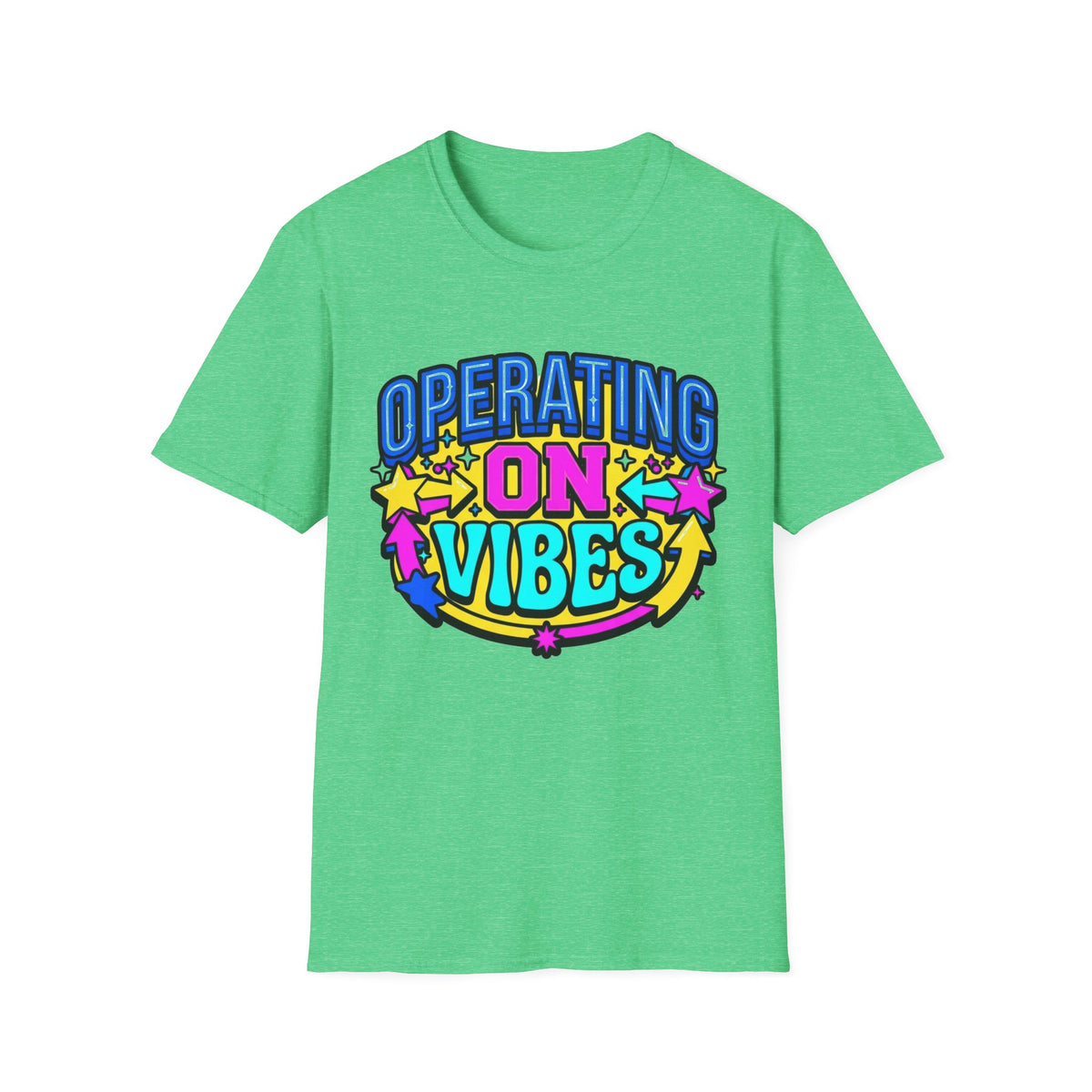 Operating On Good Vibes T-Shirt — Retro Rainbow Positive Energy Tee - Trending Now - August 2026