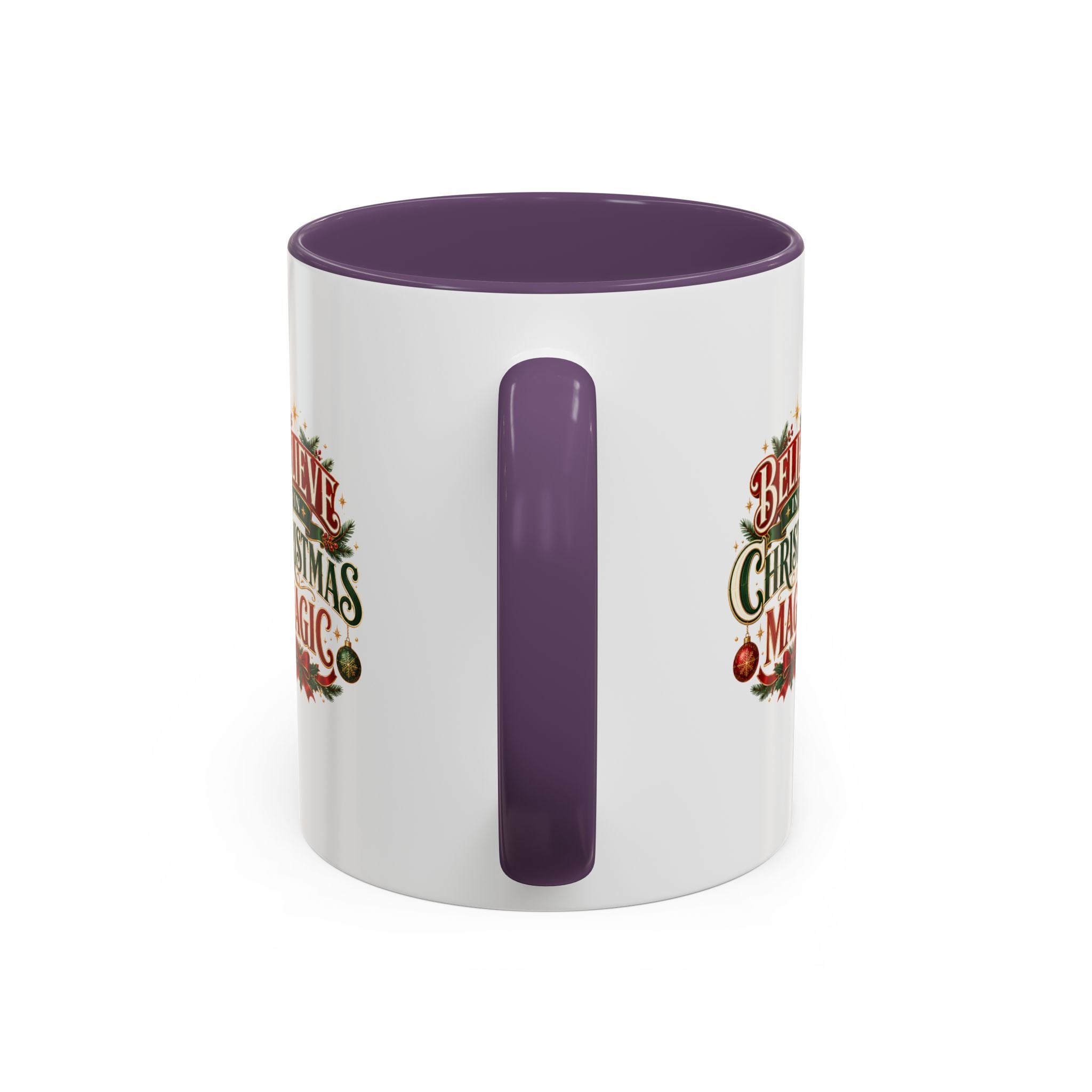 Believe in Christmas Magic Accent Coffee Mug — Festive Holiday ,Ceramic