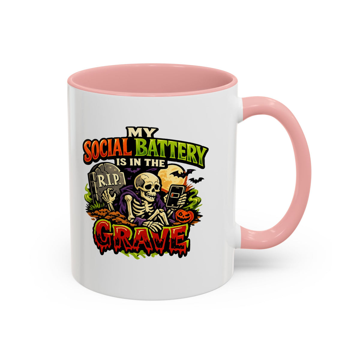Halloween  Social Battery Is Low Accent Coffee Mug