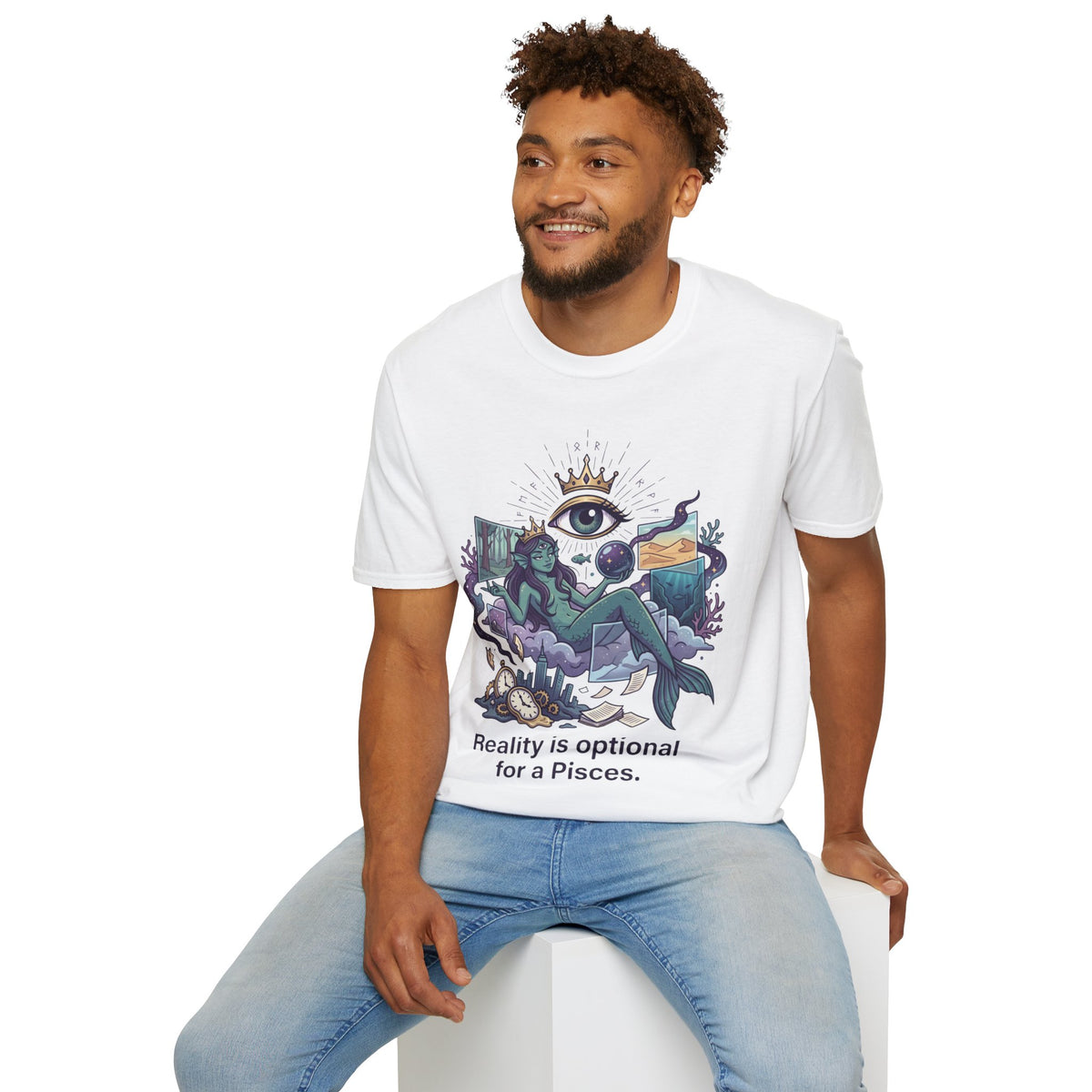 Pisces Mystic Tee — "Reality is optional for a Pisces" Astrological Graphic T-Shirt