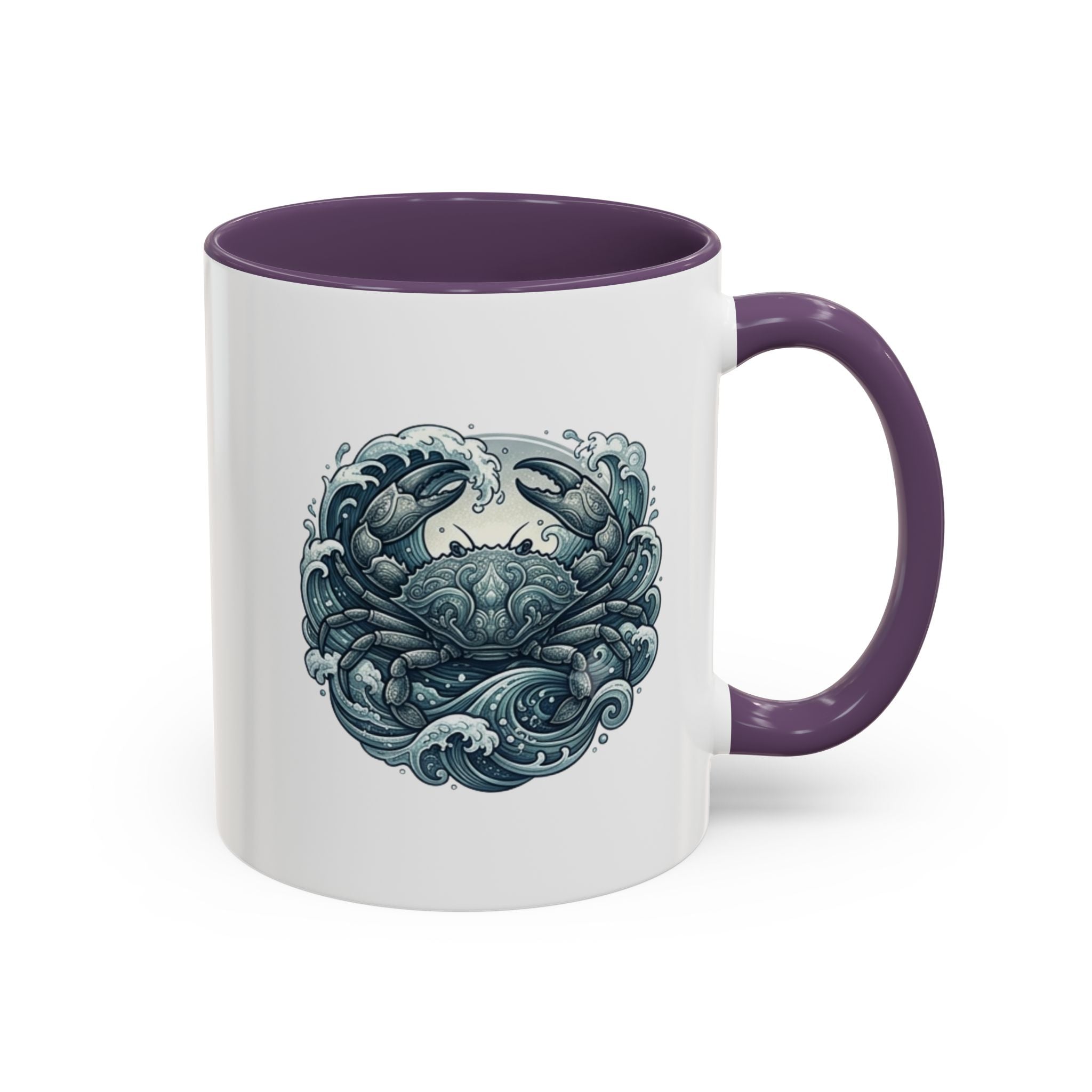 Crab Wave Accent Coffee Mug — Nautical Ocean Art