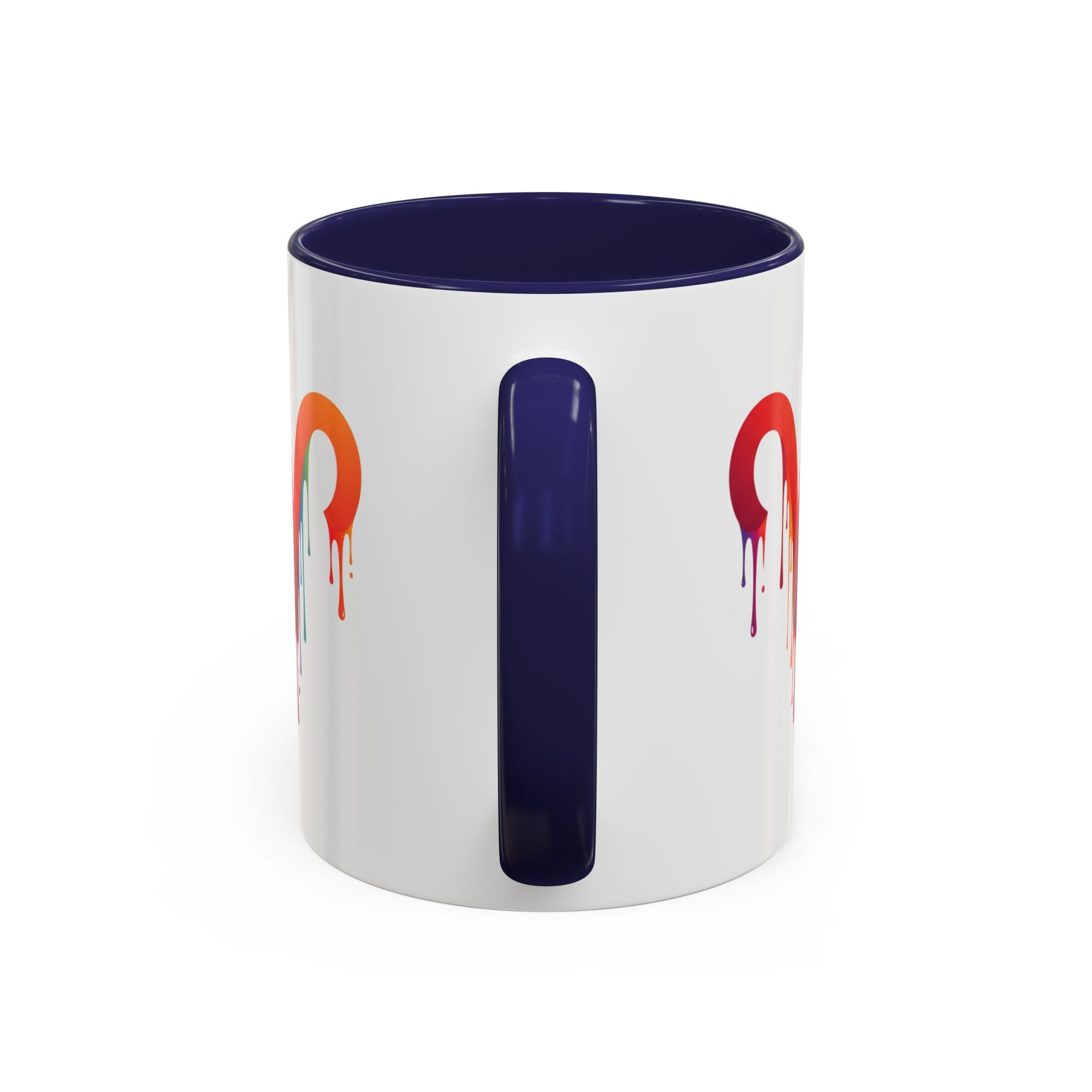 Rainbow Drip Heart Coffee Mug — Colorful Art Accent Mug