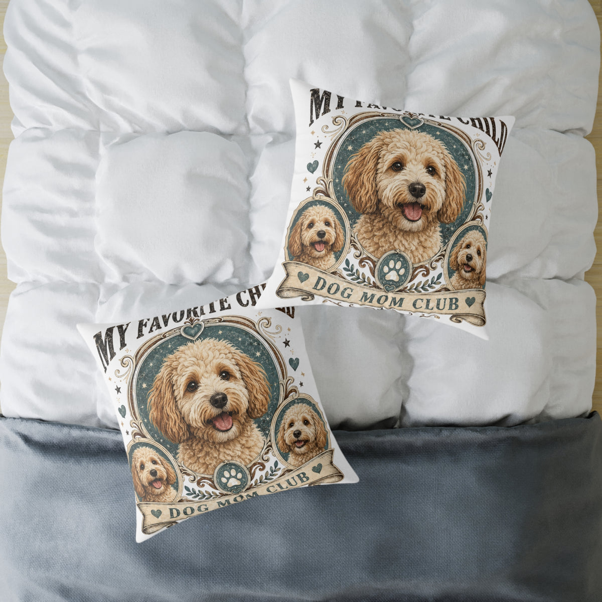 Doodle Dog Mom Pillow   Milo Bailey Dog Dad Mom— "My Favorite Child" Decorative Canvas Throw