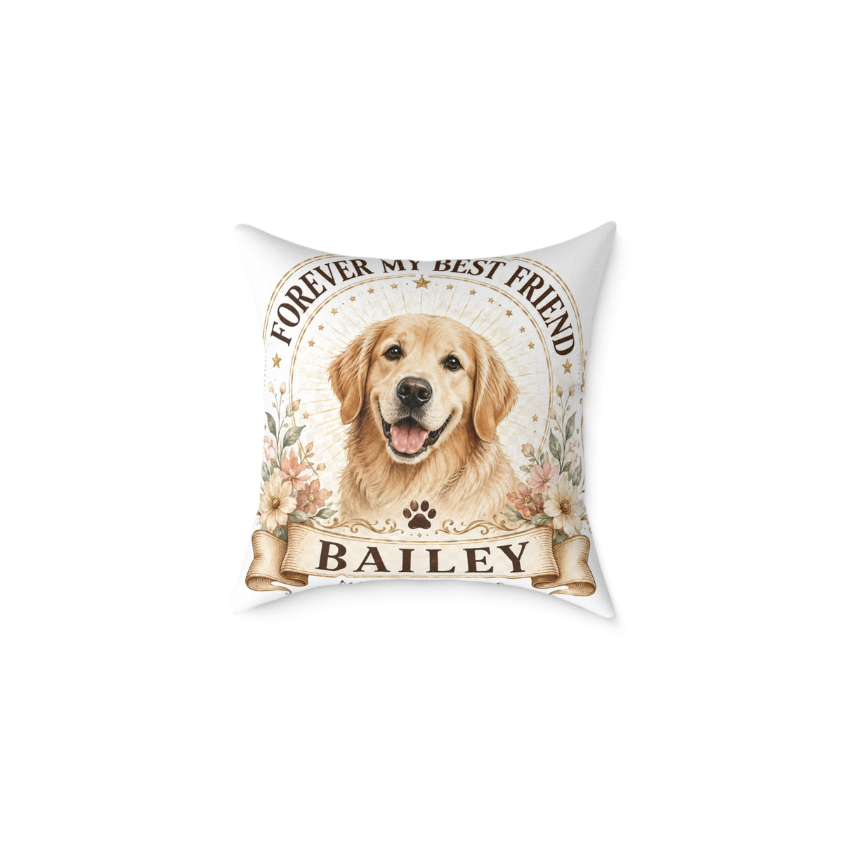 Personalized Dog Pillow Milo Bailey Dog Dad Mom – "Forever My Best Friend" Custom Pet Name Cushion