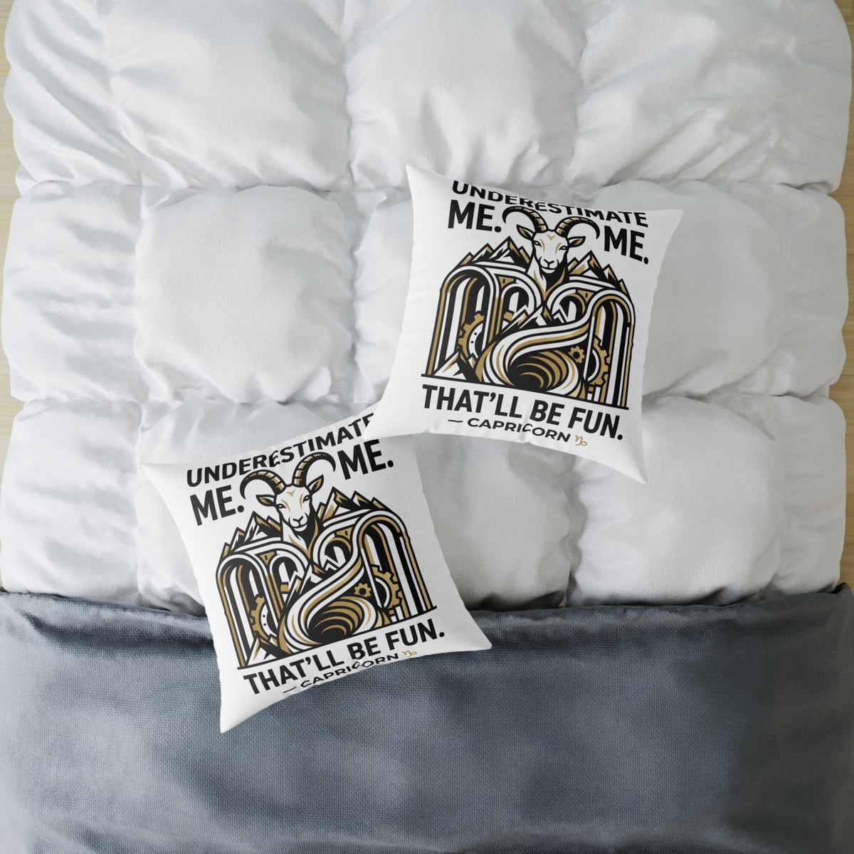Capricorn Goat Throw Pillow — "Underestimate Me That'll Be Fun" Zodiac Decor