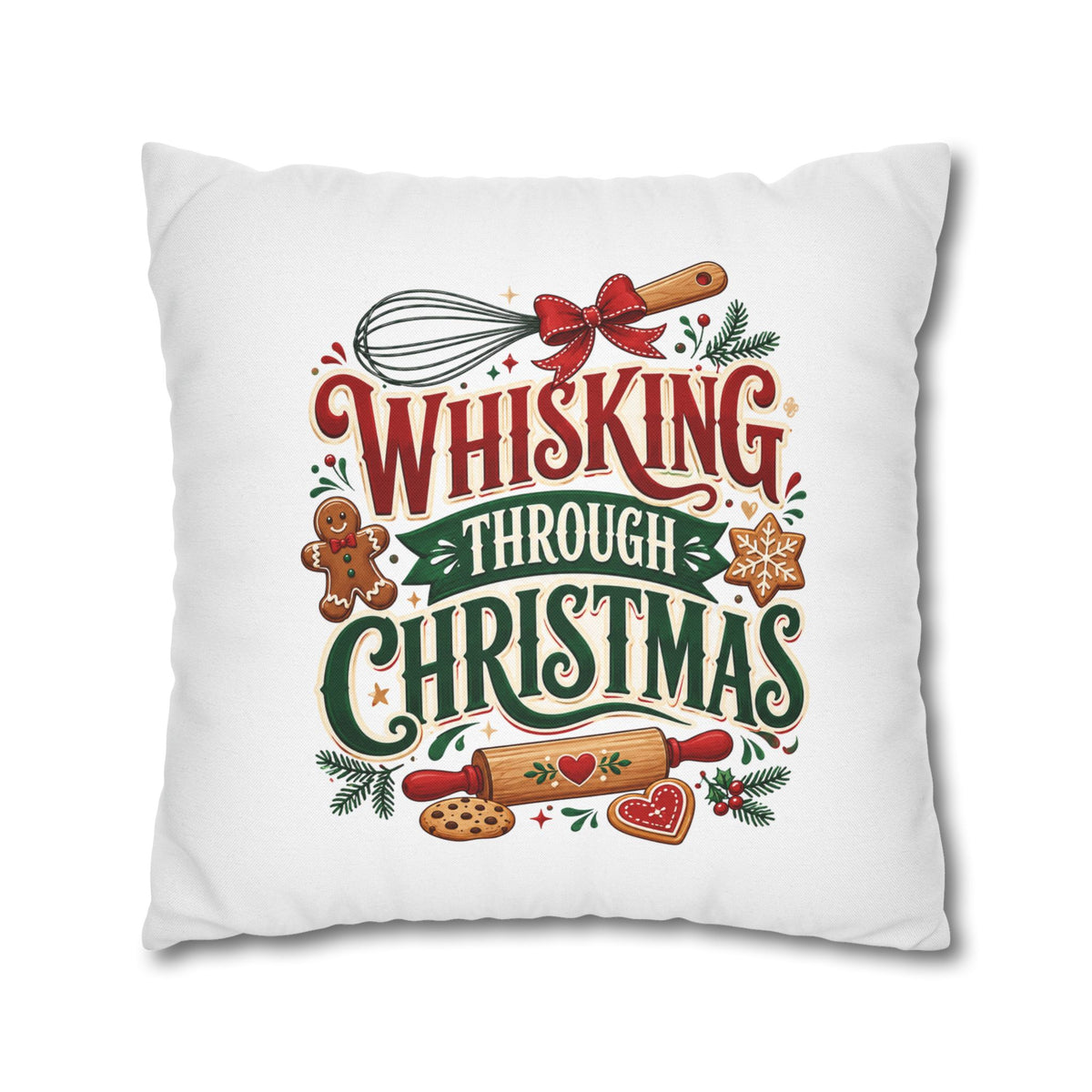 Christmas Whisking Through Christmas Spun Polyester Square Pillowcase