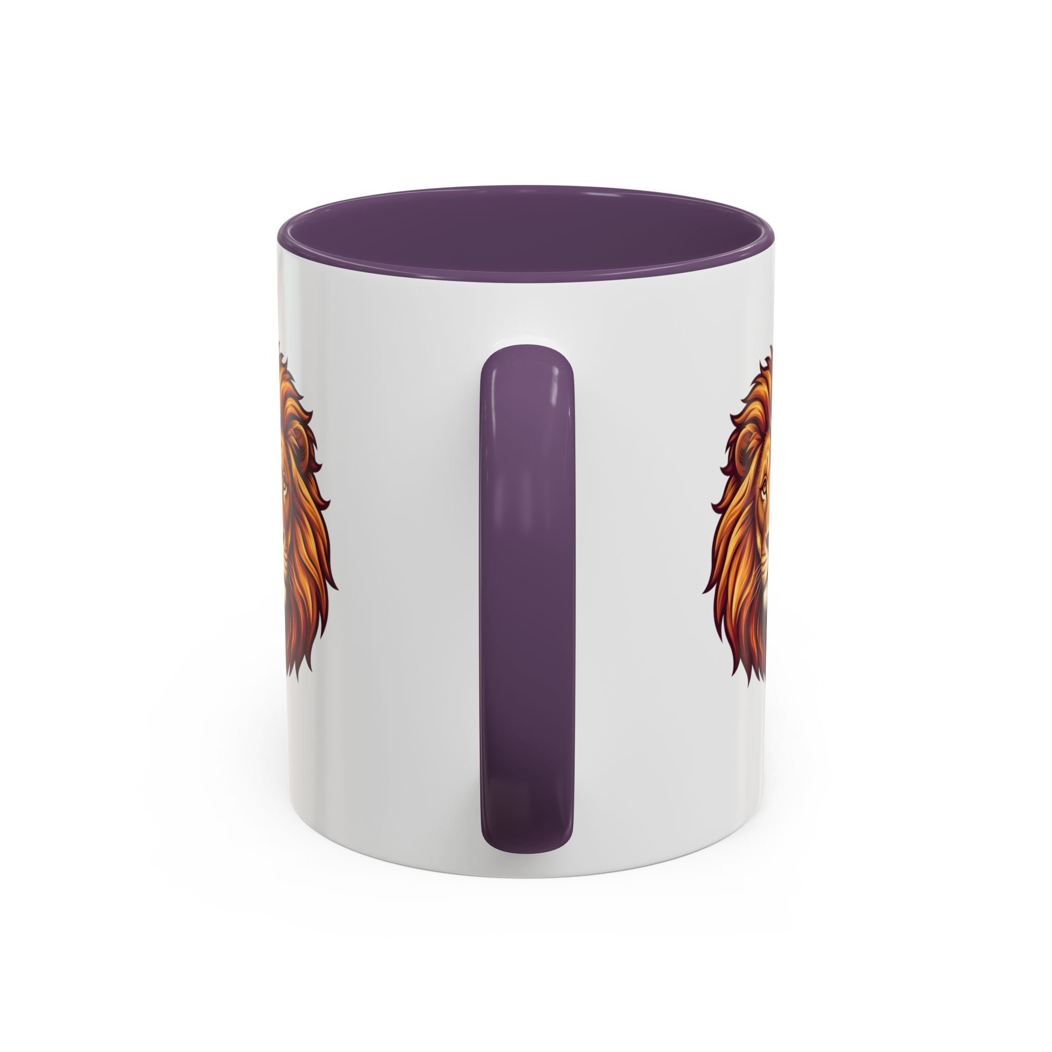 Lion Head Accent Coffee Mug — Bold Tribal Lion Face Design,