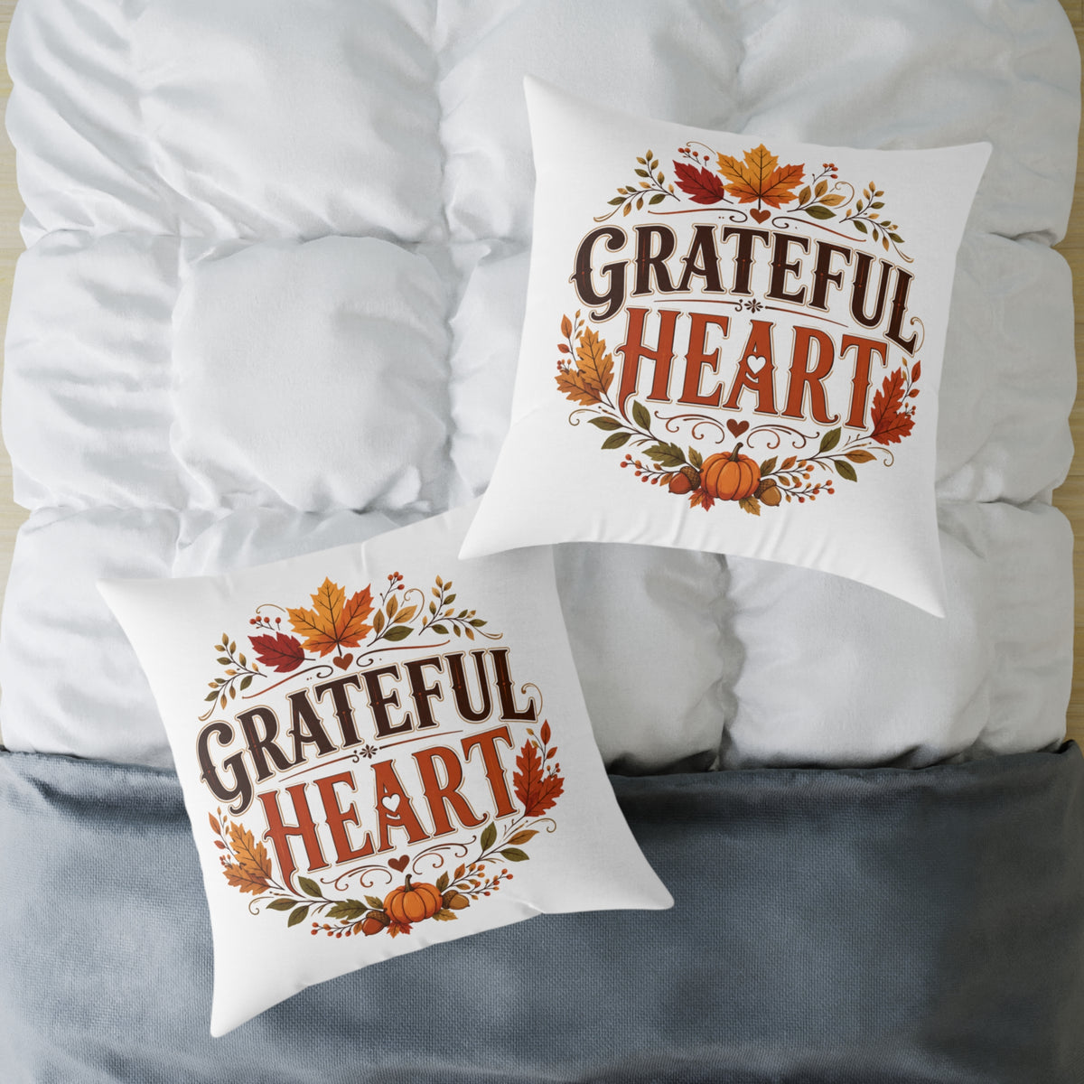 Thanksgiving Grateful Heart Fall Pillow — Thanksgiving Autumn Decorative Throw Pillow