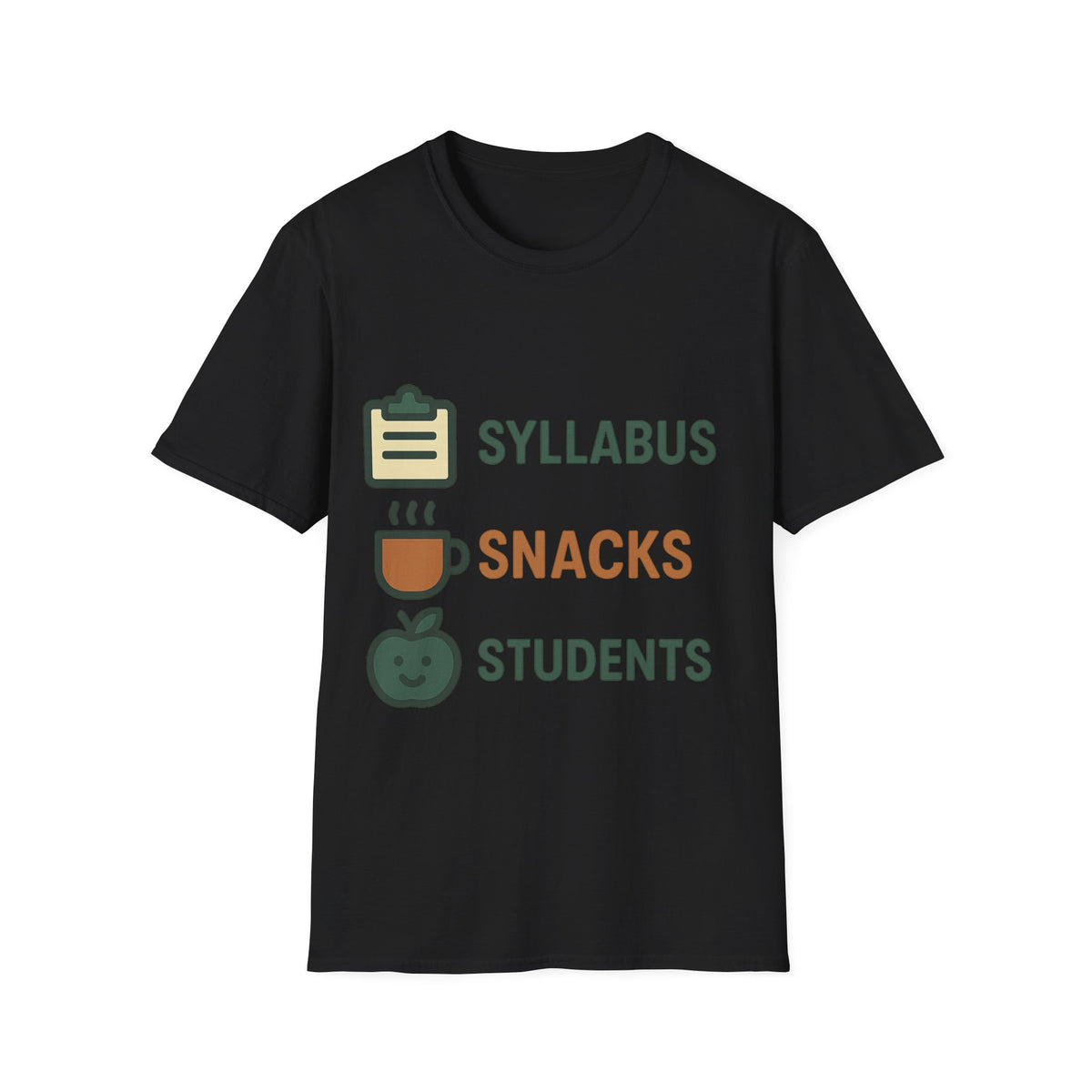 Syllabus Snacks Students Graphic Tee — Funny Teacher & Student Back-to-School T-Shirt - Trending Now - August 2026