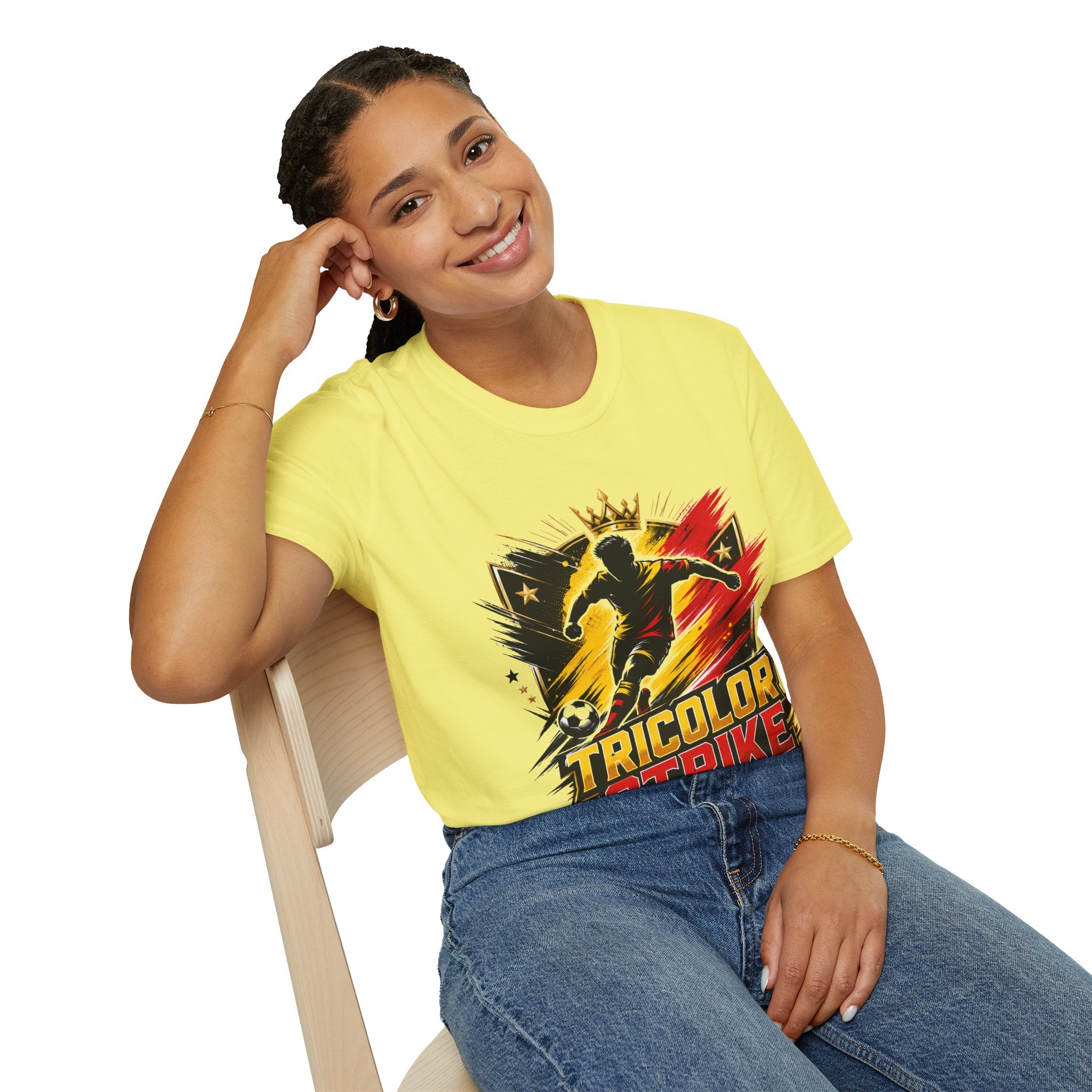 Belgium Soccer T-Shirt — 'Tricolor Strike' Graphic Jersey Tee