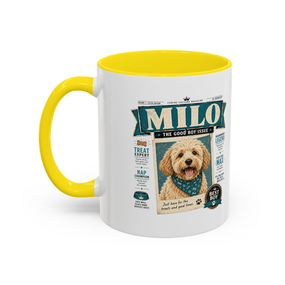 Milo Bailey Dog Dad Mom Personalized Dog Mug – “Milo” Good Boy Vintage Pet Coffee Mug