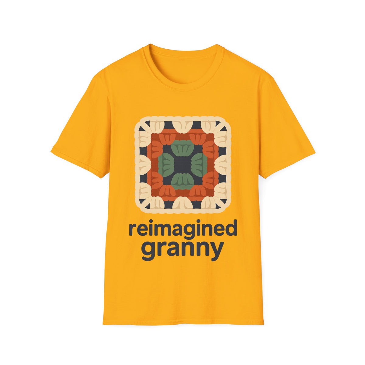 "Reimagined Granny" Retro Crochet Tee | Colorful Granny Square T-Shirt - Trending Now - September 2026