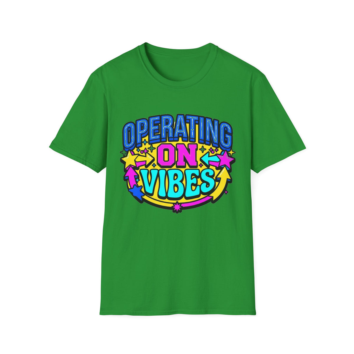 Operating On Good Vibes T-Shirt — Retro Rainbow Positive Energy Tee - Trending Now - August 2026