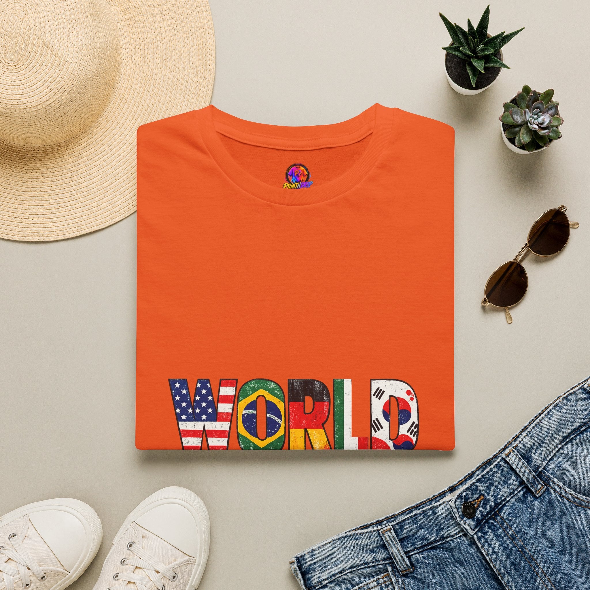 World Cup Flag Graphic T-Shirt — 'WORLD CUP' International Soccer Fans Tee