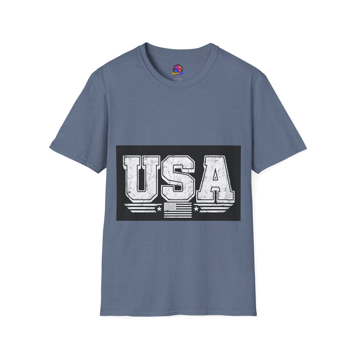 USA Vintage Block T-Shirt — Patriotic Americana Graphic Tee