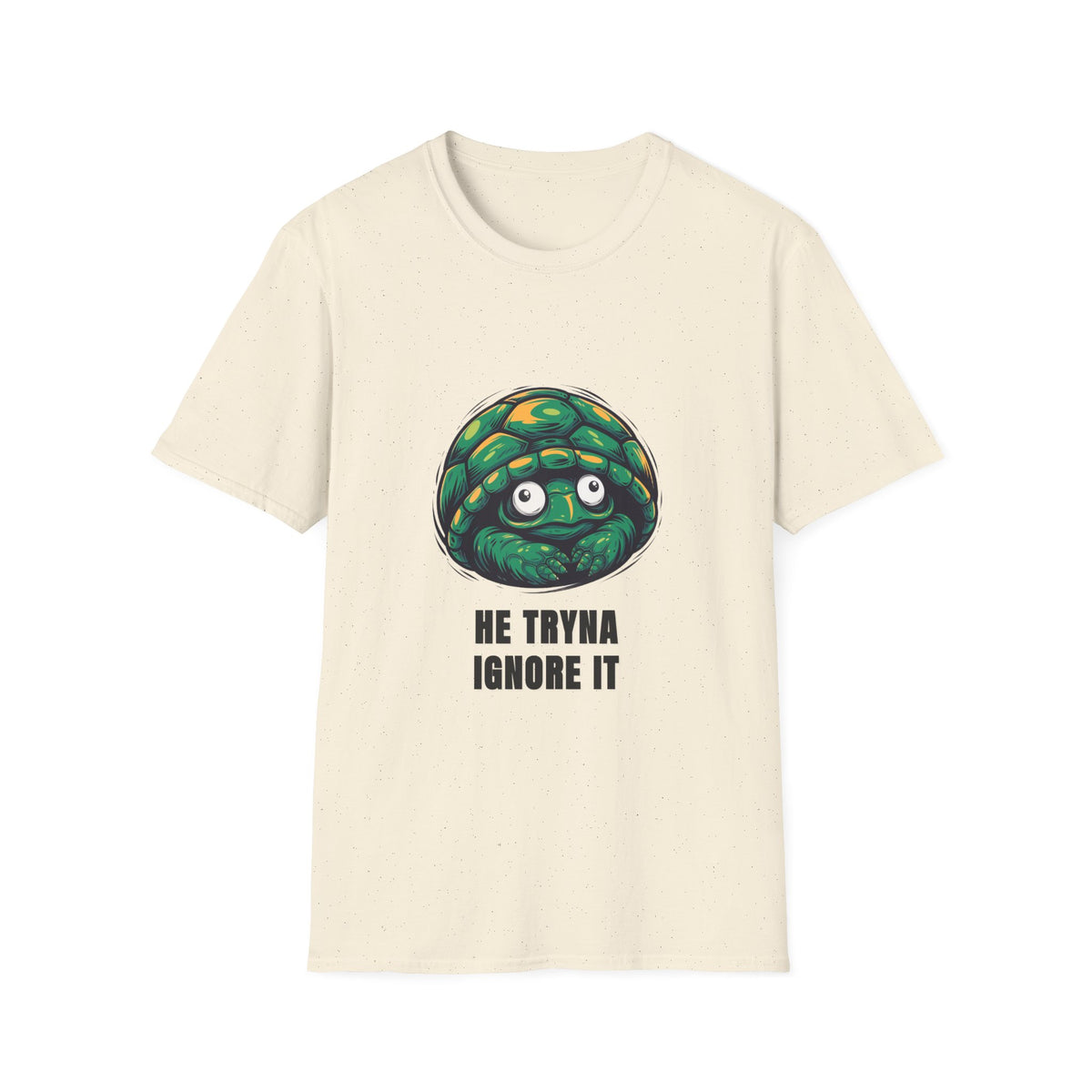 Turtle Peeking T‑Shirt — "He Tryna Ignore It" Cute Cartoon Tee - Trending Now - August 2026