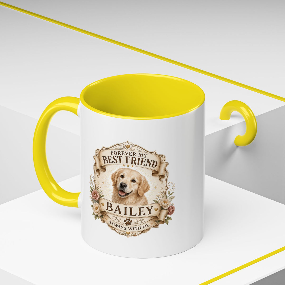 Milo Bailey Dog Dad Mom Personalized Dog Coffee Mug – "Forever My Best Friend" Golden Retriever Accent Mug