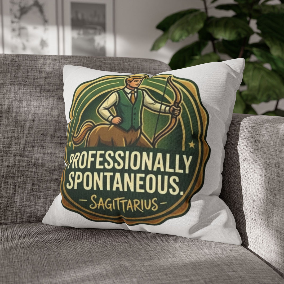 Sagittarius Pillowcase — "Professionally Spontaneous" Zodiac Decor