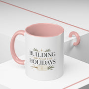 Christmas Holiday Coffee Mug — "Building Through the Holidays" Accent Ceramic Mug