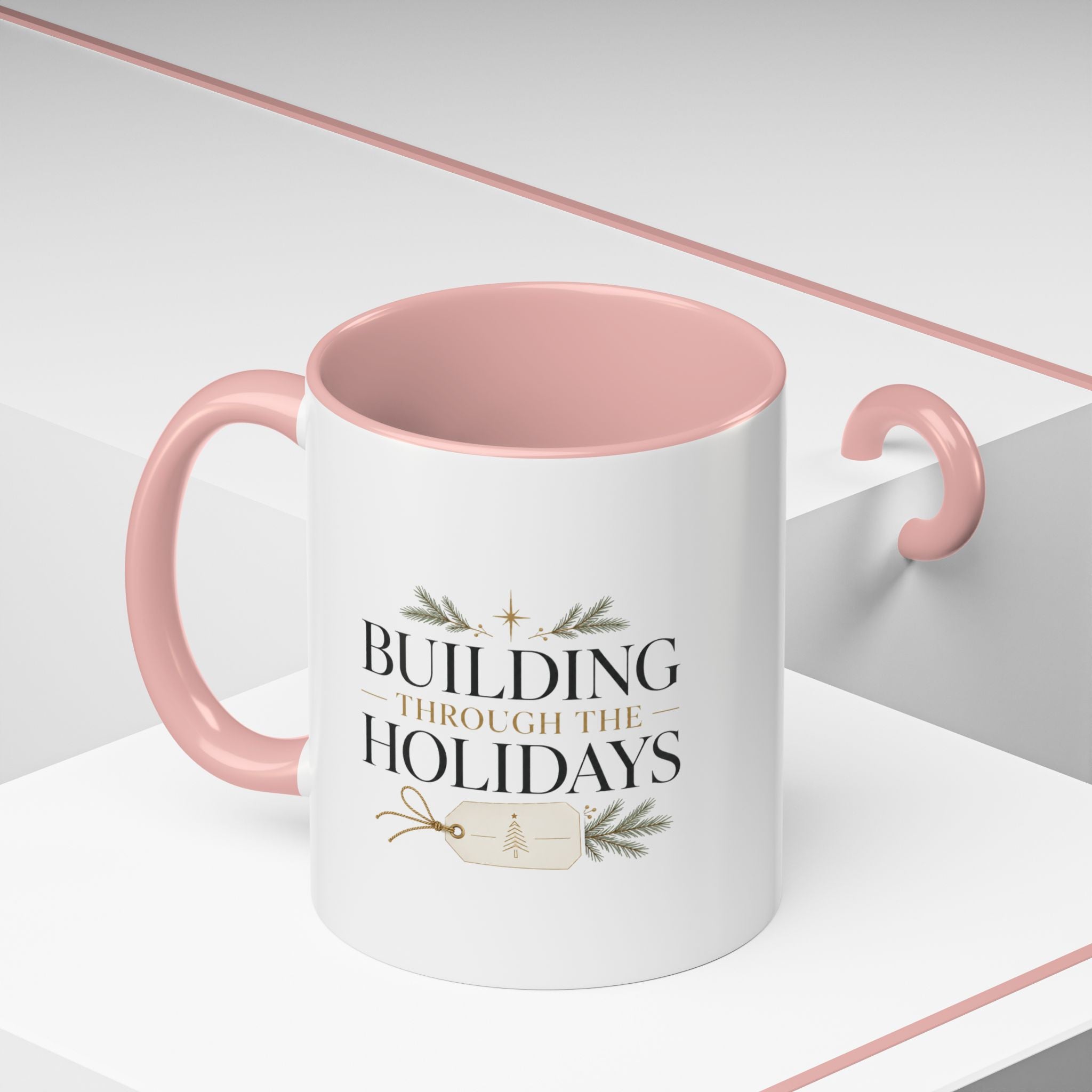 Christmas Holiday Coffee Mug — "Building Through the Holidays" Accent Ceramic Mug
