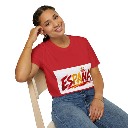 Spain  Graphic T-Shirt — Spanish Flag Brushstroke Design with Crown