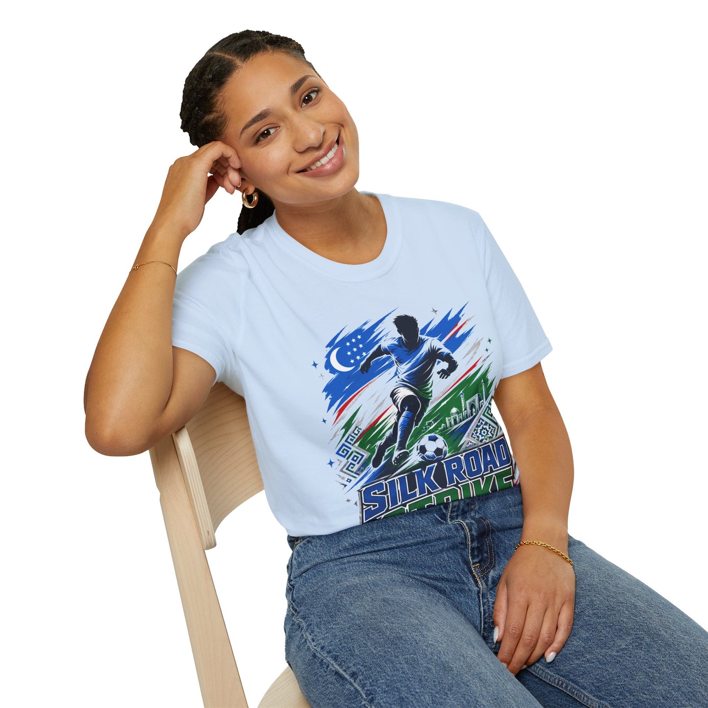 Silk Road Strike Soccer T-Shirt — Uzbekistan Football Graphic Tee