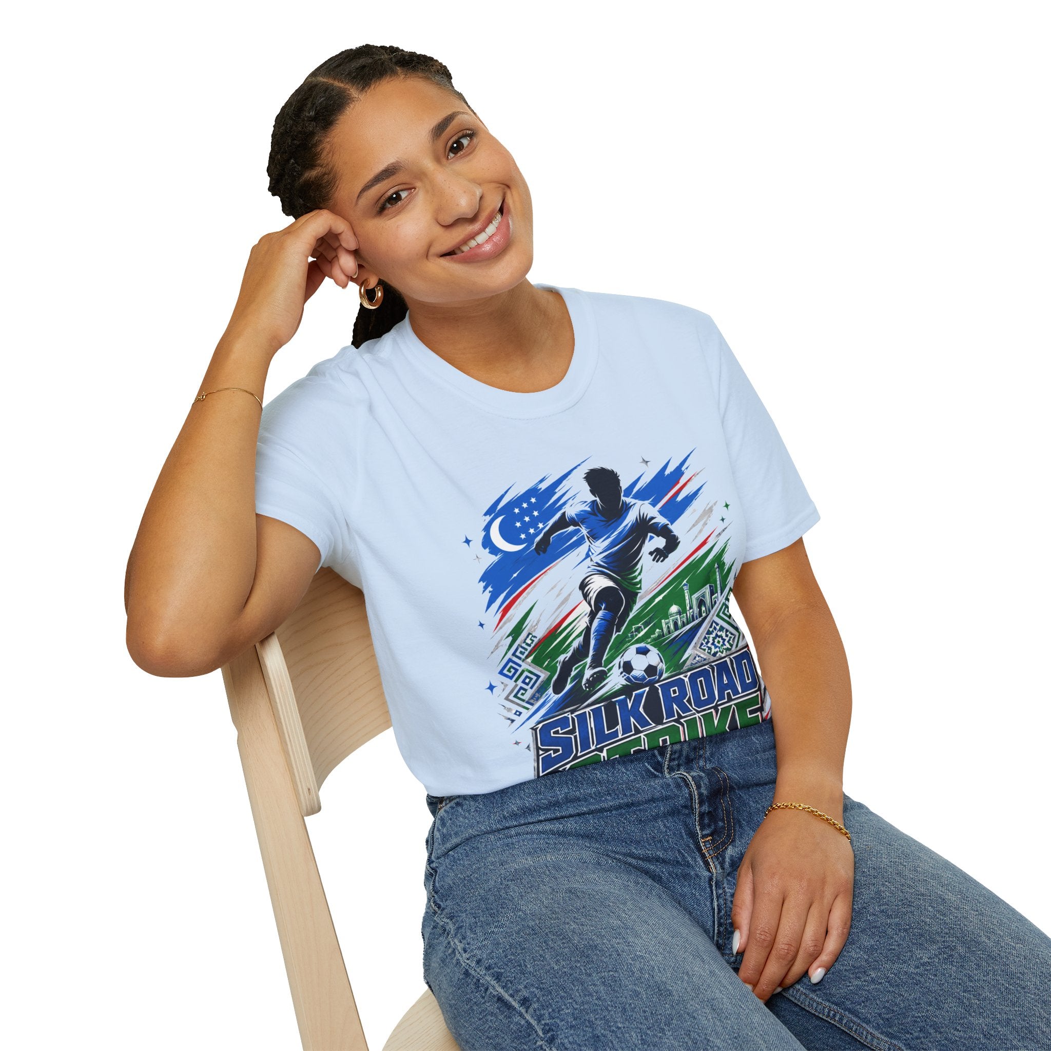 Silk Road Strike Soccer T-Shirt — Uzbekistan Football Graphic Tee