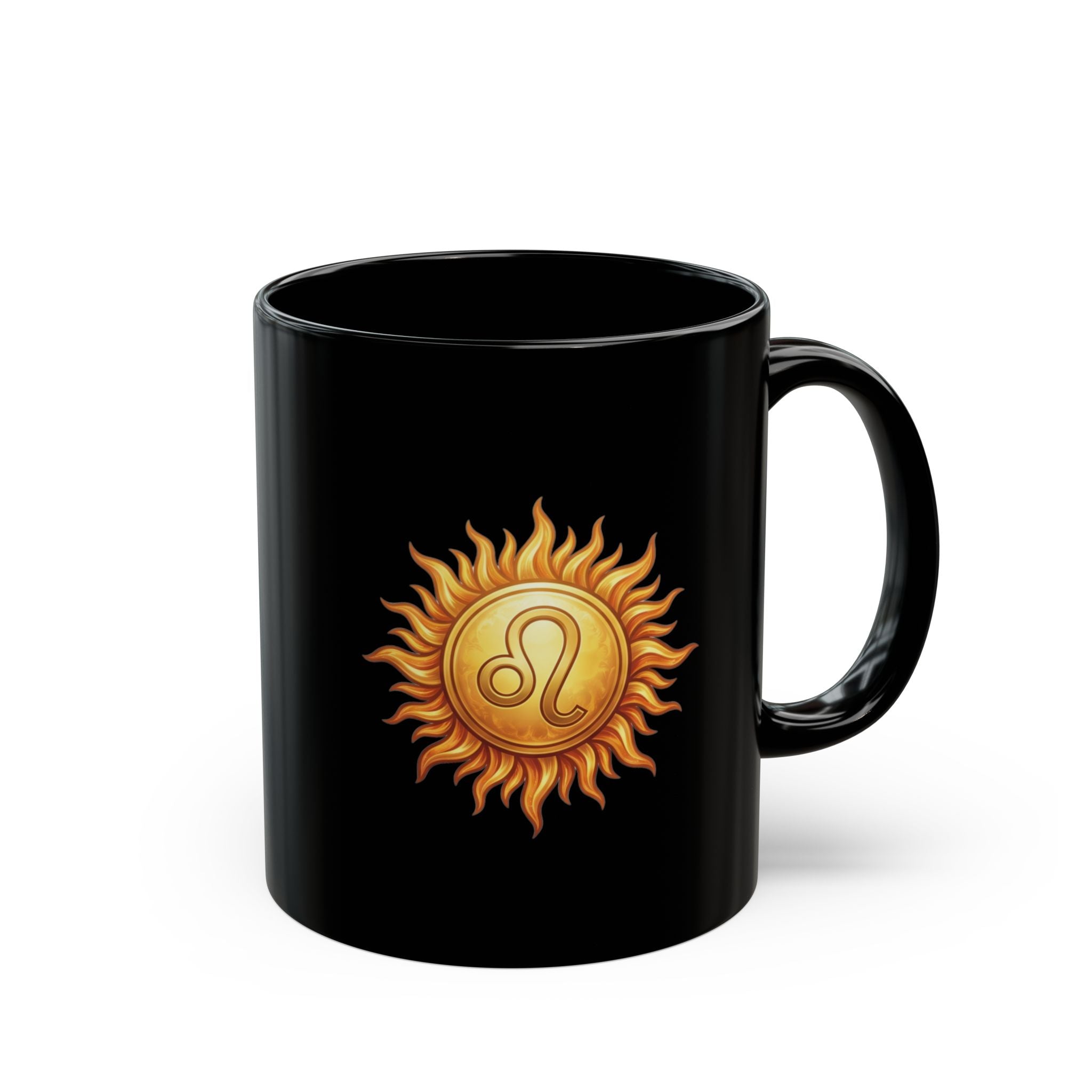 Leo Sun Zodiac Black Mug — Astrology Coffee Cup