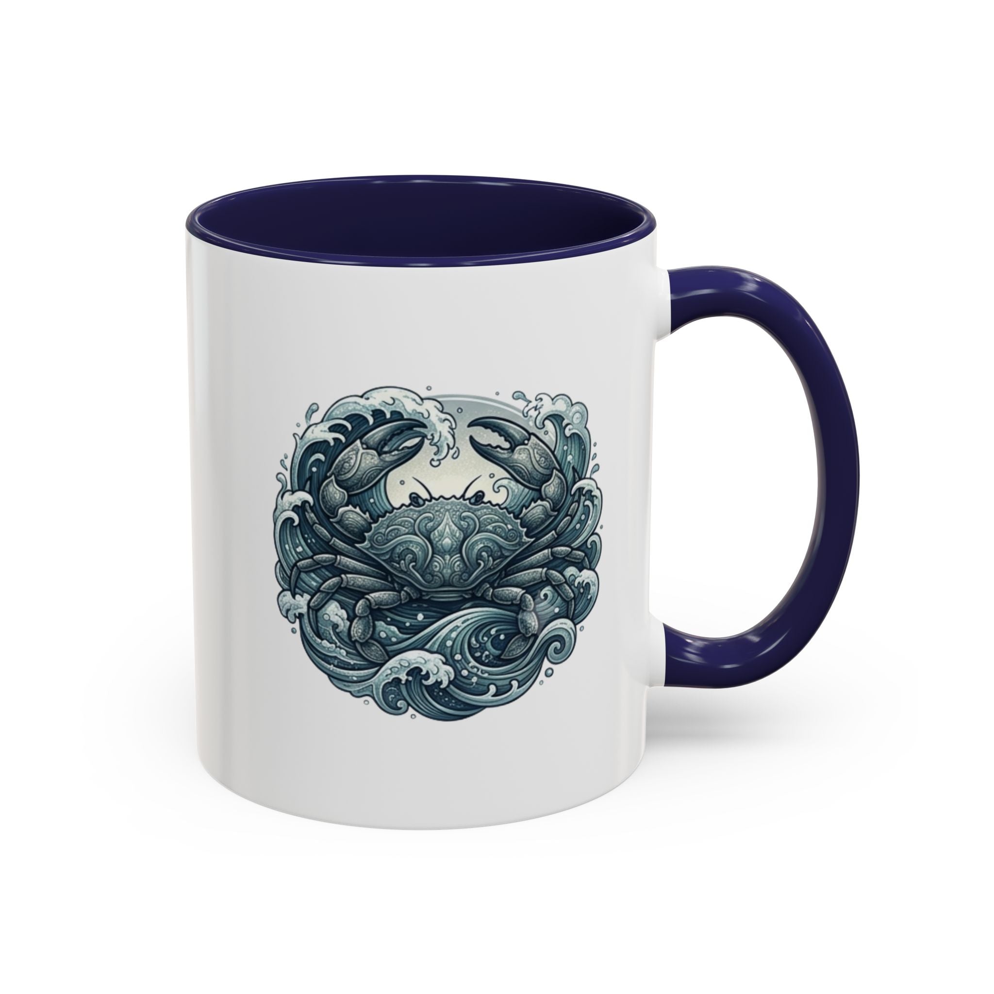 Crab Wave Accent Coffee Mug — Nautical Ocean Art