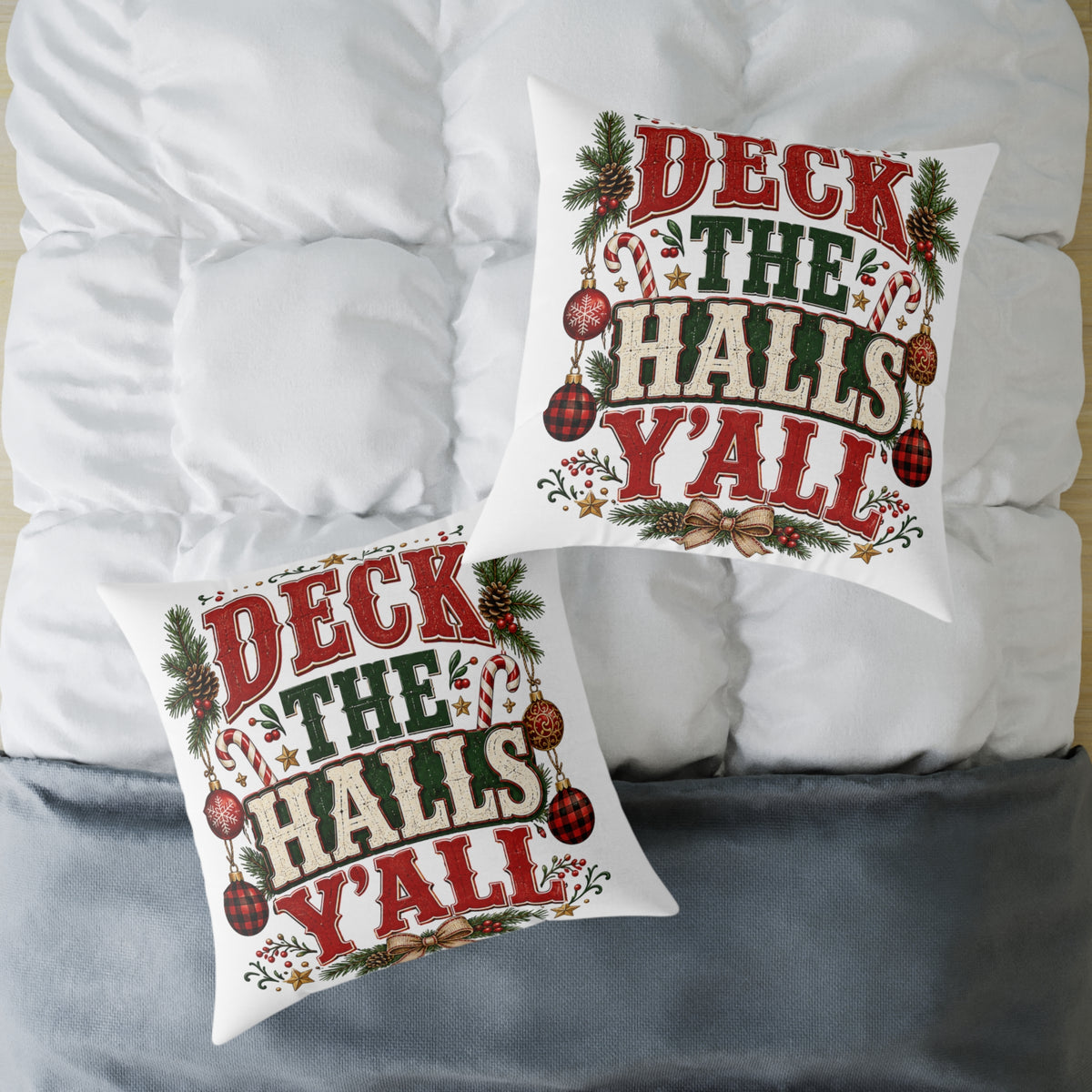 Deck the Halls Y'all Christmas Pillow