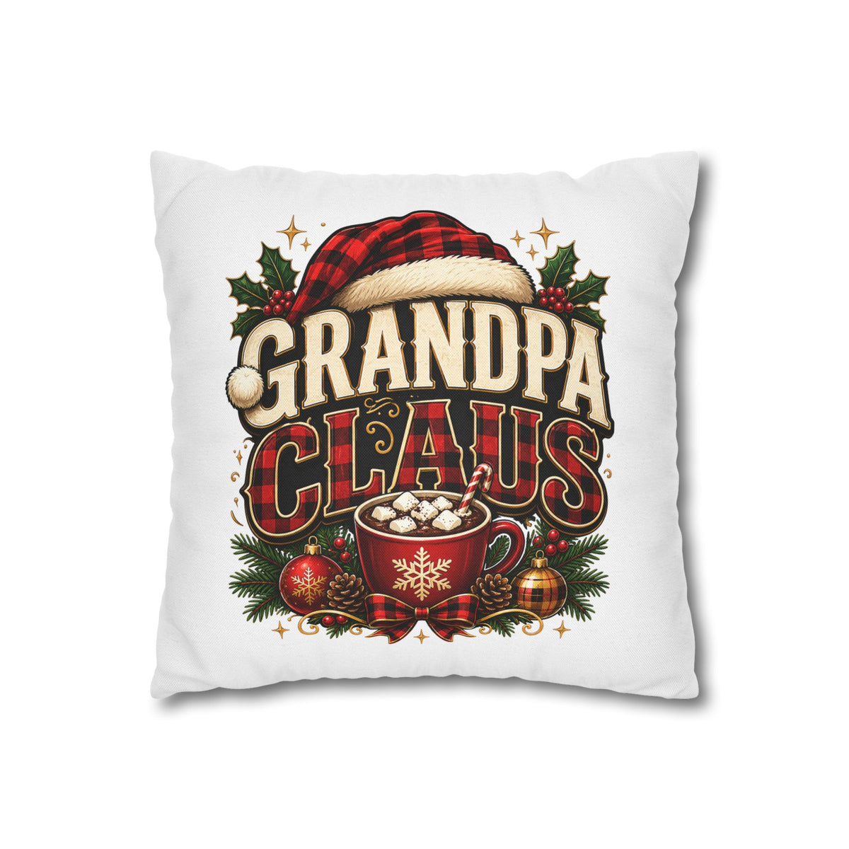 Christmas Grandpa Claus Holiday Pillowcase – Festive Christmas Throw Pillow Cover