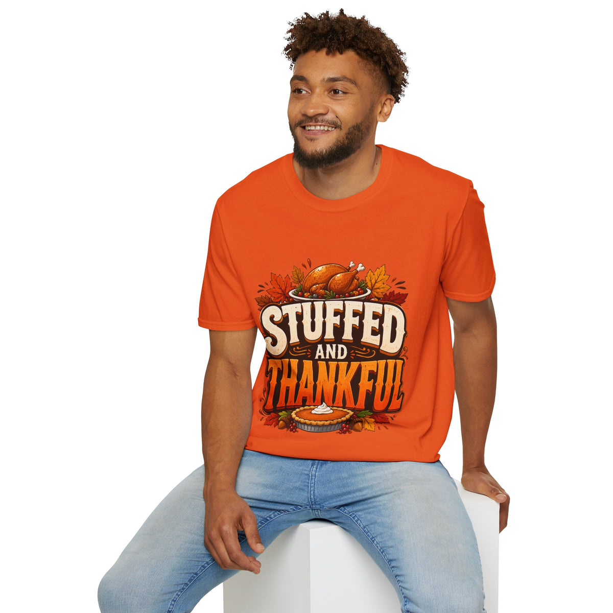 Thanksgiving T-Shirt — "Stuffed and Thankful" Turkey Design