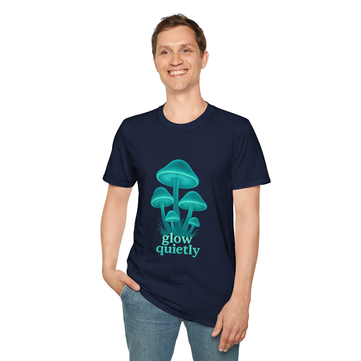 Mushroom Graphic T-Shirt — 'Grow Quietly' Teal Fungi Tee - Trending Now - August 2026
