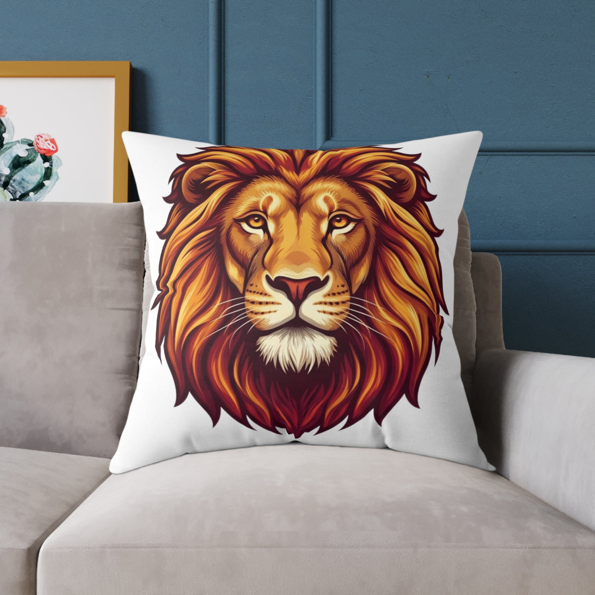 Leo Zodiac Lion Head Astrological Square Poly Canvas Pillow