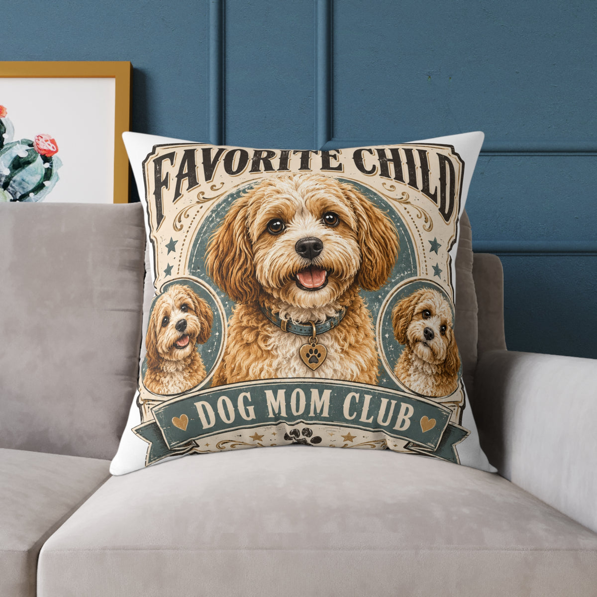 Favorite Child Dog Mom Club Pillow  Milo Bailey Dog Dad Mom — Cute Dog Mom Decorative Throw Pillow