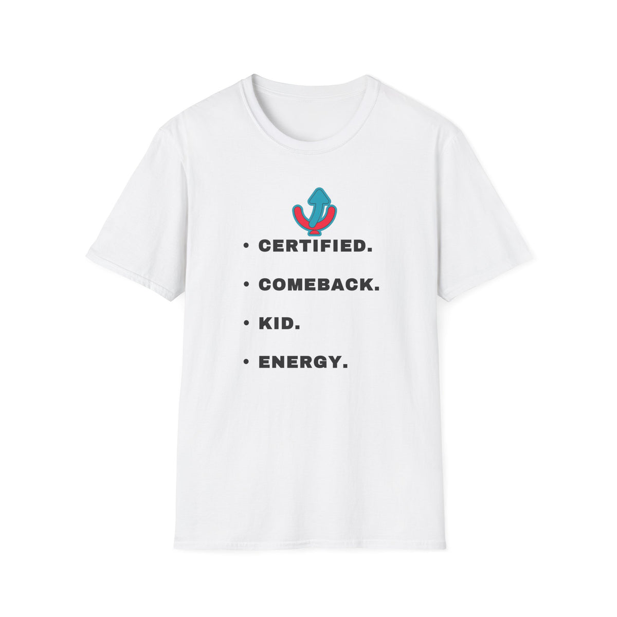 T-Shirt — "Certified. Comeback. Kid. Energy." Graphic Tee (Retro Anchor Logo) - Trending Now - September 2026
