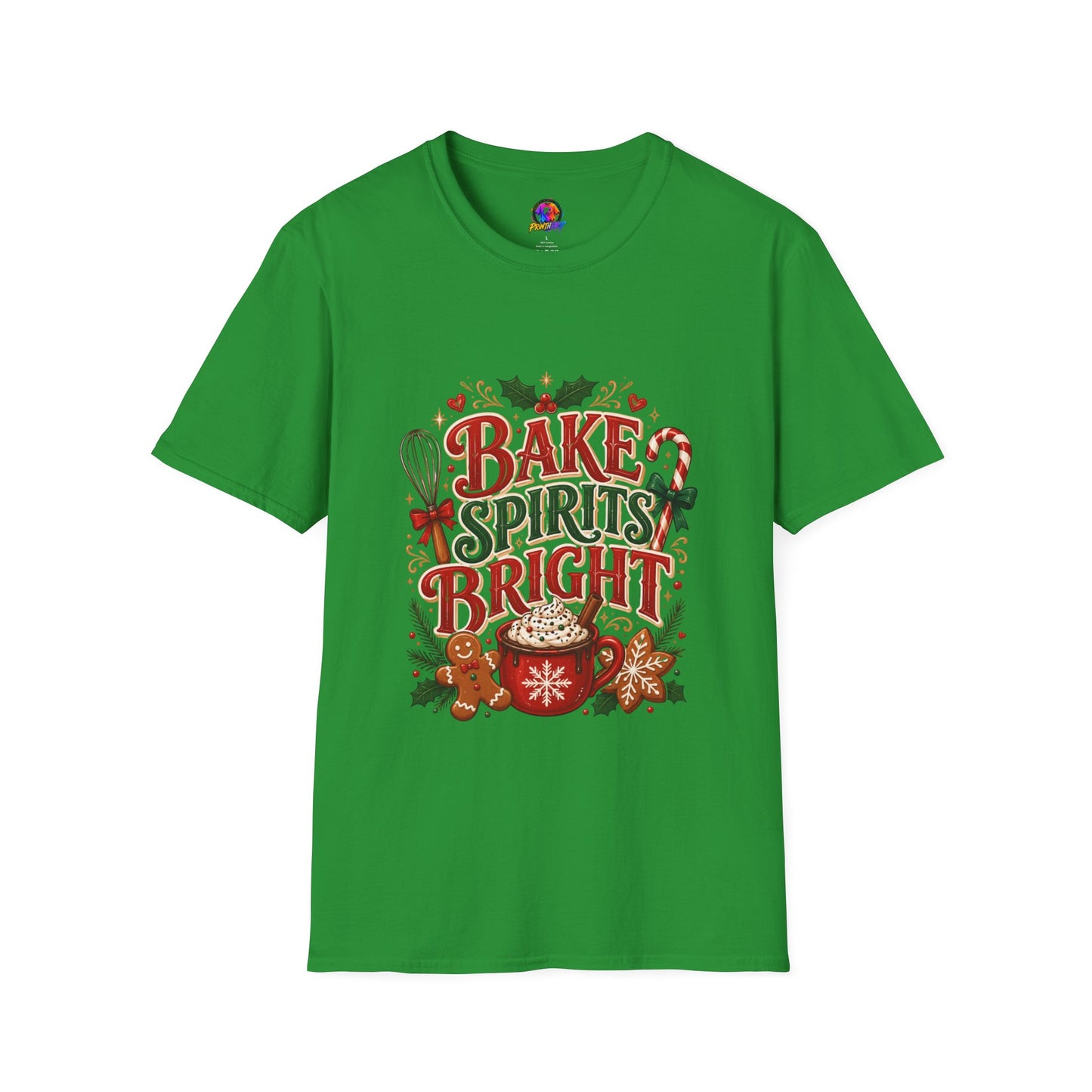 Bake Spirits Bright Holiday T-Shirt — Christmas Baking Graphic Tee