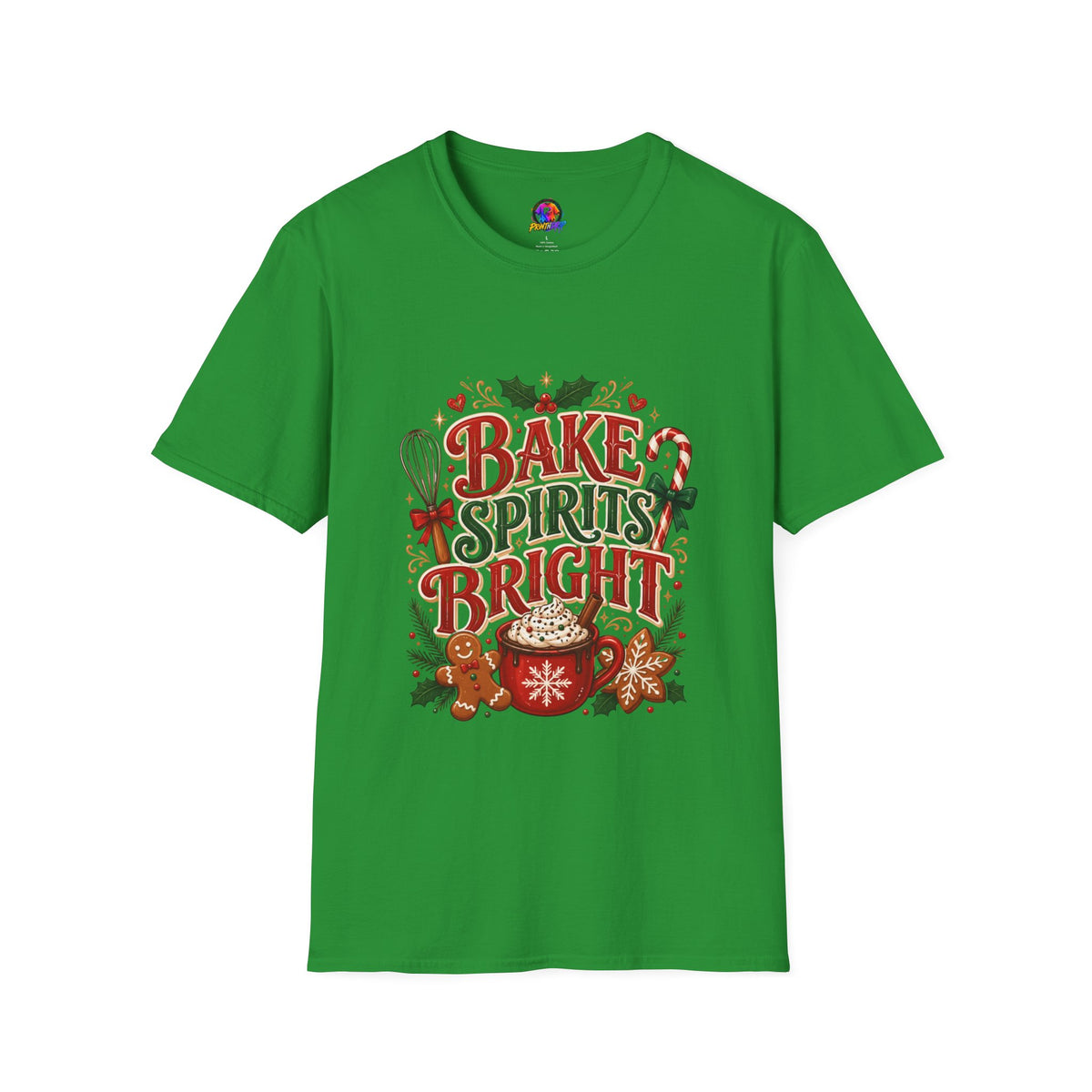 Bake Spirits Bright Holiday T-Shirt — Christmas Baking Graphic Tee