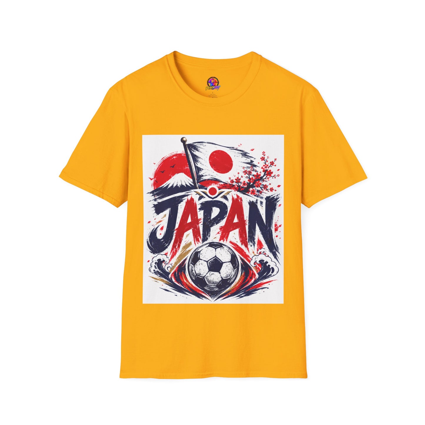 Japan Soccer T-Shirt — Japanese Flag & Cherry Blossom Football Graphic