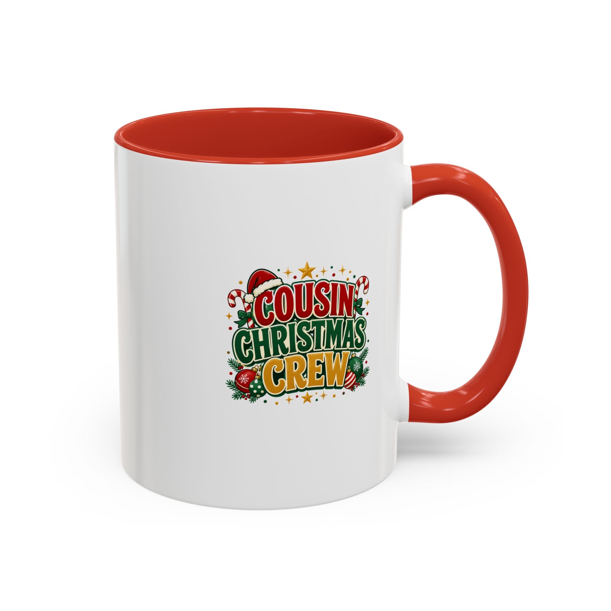 Cousin Christmas Crew Accent Coffee Mug — Holiday Family Christmas Coffee Cup