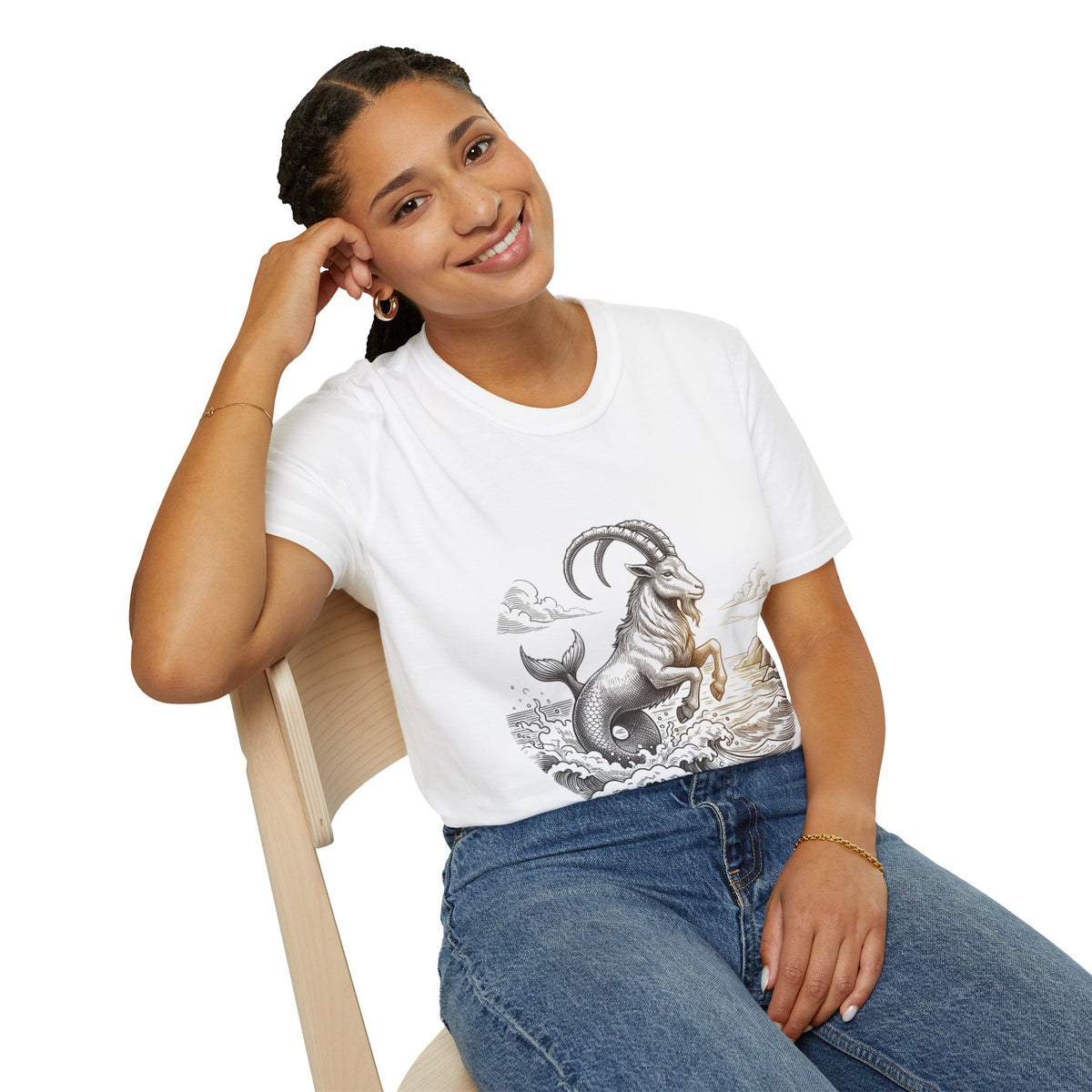 Capricorn Goat-Mermaid T-Shirt — Mythical Sea Goat Zodiac Tee