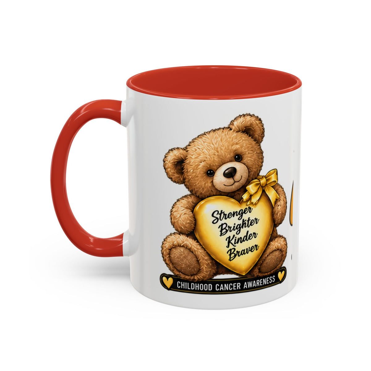 Gold Ribbon Teddy Bear Childhood Cancer Awareness Accent Mug (11/15oz)