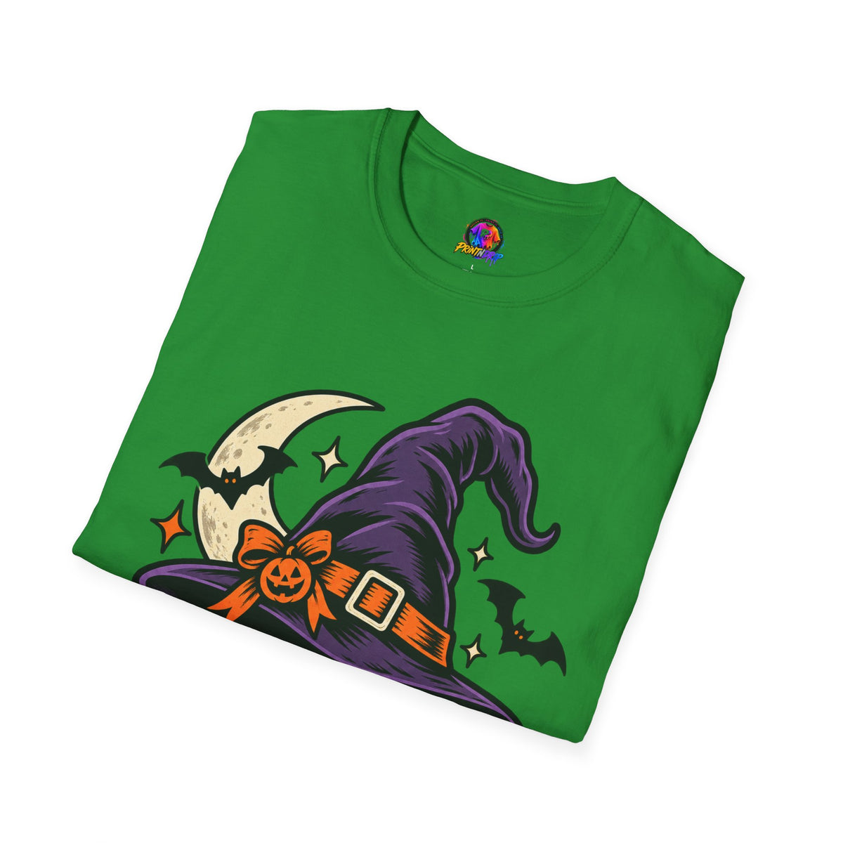 Midnight Mischief Halloween T-Shirt — Witch Hat & Bats Graphic